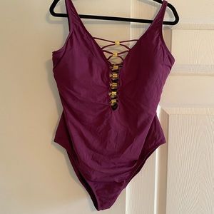 Purple one piece swimsuit